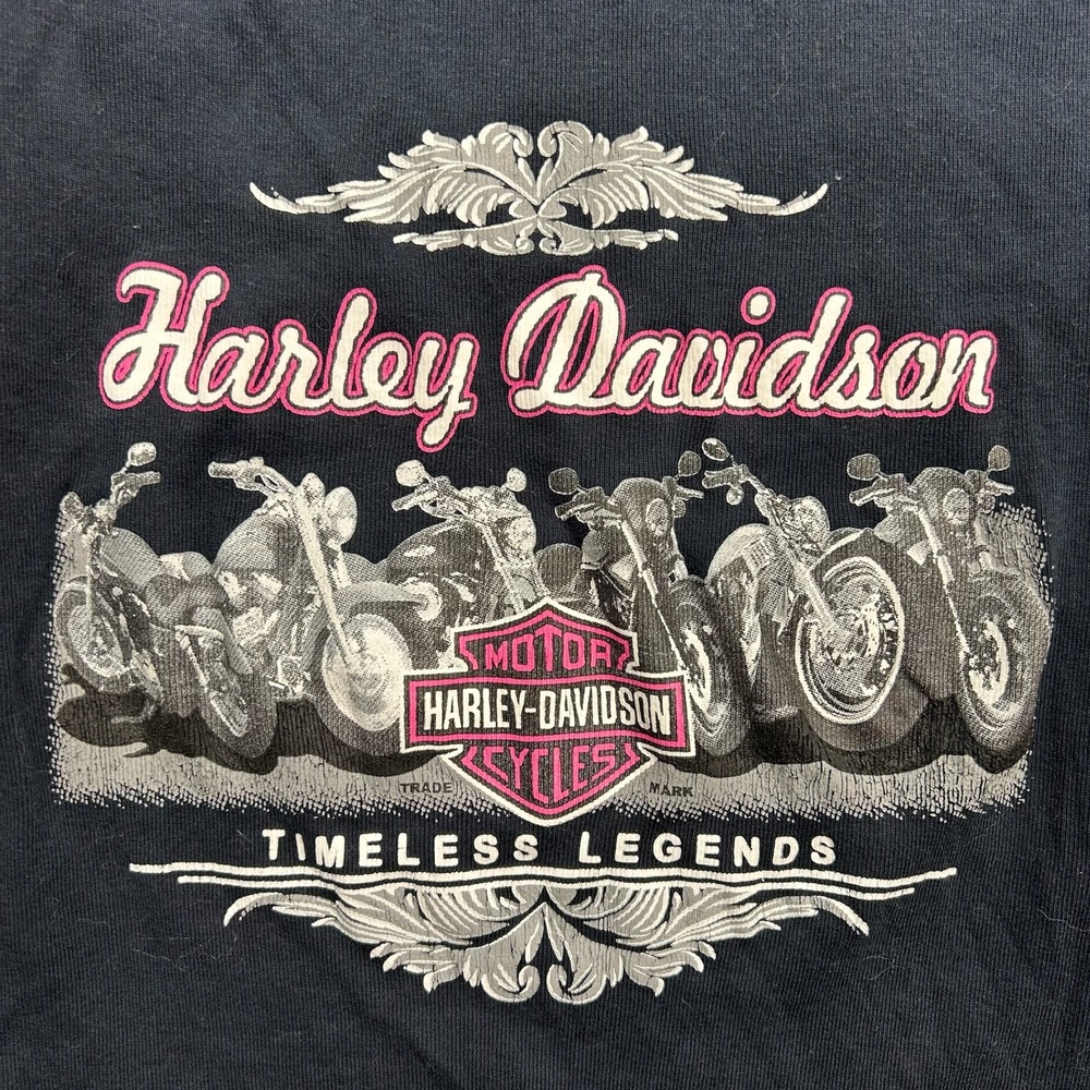 Harley Davidson Womens Small Long Sleeve Shirt Black Y2K Timeless Legends Vtg - Picture 2 of 7
